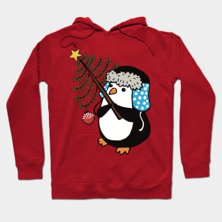 Little Penguin bringing a Christmas tree Hoodie